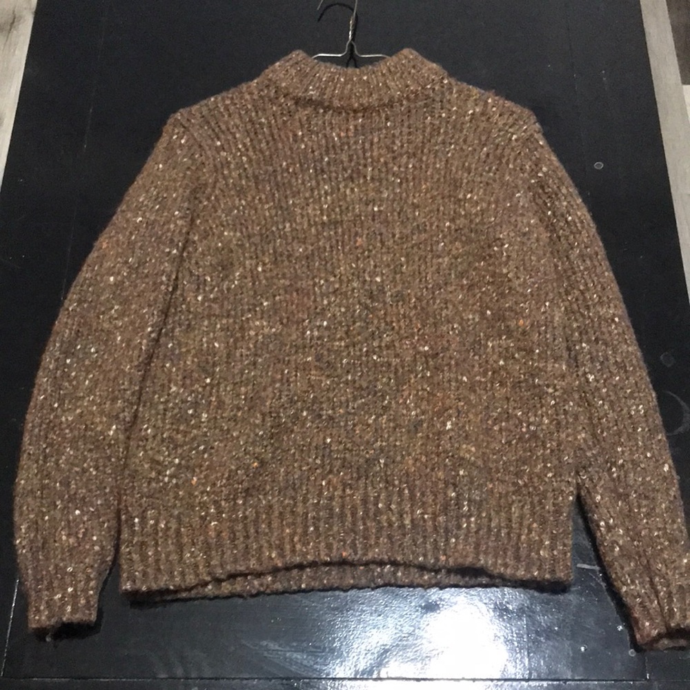 Classic Brown Speckled Knit Puffer-Style Coat